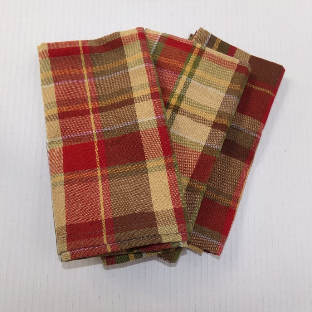 Cloth Fall Thanksgiving Holiday Napkins Plaid 3 Park Designs
